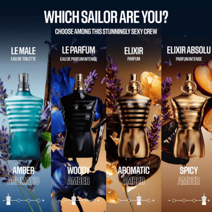 Jean Paul Gaultier Le Male Full Collection for Men | Le Male Original / Elixir / Le Parfum Intense / Le Beau Paradise Garden Complete Line |